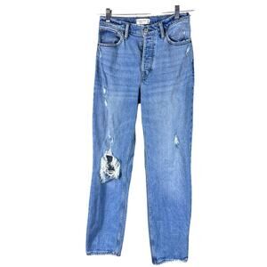 Abercrombie & Fitch The Dad High Rise Straight Leg Jeans Size 26 2 Medium Wash